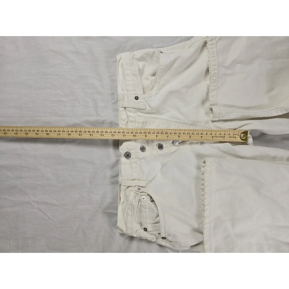 Levis 501 Jeans Mens 34x30 White Regular Straight Button Fly Denim Casual Pants